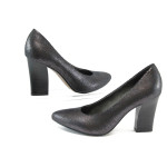 Кафяви дамски обувки с мемори пяна, висок ток, качествен еко-велур - официални обувки за целогодишно ползване N 10008997