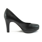 Черни дамски обувки с мемори пяна, на висок ток, здрава еко-кожа - официални обувки за целогодишно ползване N 10008999