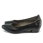Черни дамски обувки със среден ток, здрава еко-кожа - всекидневни обувки за целогодишно ползване N 10009000