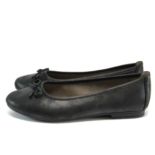Черни дамски обувки с равна подметка, здрава еко-кожа - всекидневни обувки за пролетта и есента N 10009003