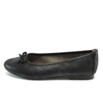 Черни дамски обувки с равна подметка, здрава еко-кожа - всекидневни обувки за пролетта и есента N 10009003