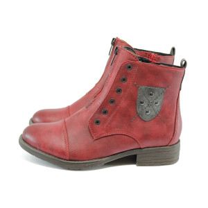 Винени дамски боти, здрава еко-кожа - всекидневни обувки за есента и зимата N 10009006