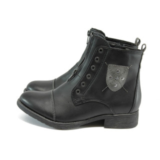 Черни дамски боти, здрава еко-кожа - всекидневни обувки за есента и зимата N 10009005
