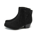 Черни дамски боти, качествен еко-велур - всекидневни обувки за есента и зимата N 10009008