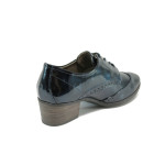 Тъмносини дамски обувки със среден ток, лачена еко кожа - всекидневни обувки за пролетта и есента N 10009014