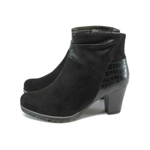 Черни дамски боти, еко-кожа и велурена кожа - официални обувки за есента и зимата N 10009015