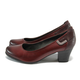 Винени дамски обувки със среден ток, естествена кожа и еко-кожа - всекидневни обувки за целогодишно ползване N 10009017