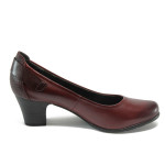 Винени дамски обувки със среден ток, естествена кожа и еко-кожа - всекидневни обувки за целогодишно ползване N 10009017