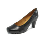 Черни дамски обувки с висок ток, естествена кожа и еко-кожа - официални обувки за целогодишно ползване N 10009018