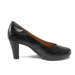 Черни дамски обувки с висок ток, естествена кожа и еко-кожа - официални обувки за целогодишно ползване N 10009018
