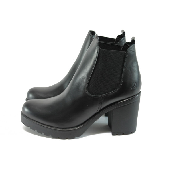 Черни дамски боти, естествена кожа - всекидневни обувки за есента и зимата N 10009020