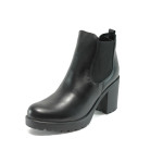 Черни дамски боти, естествена кожа - всекидневни обувки за есента и зимата N 10009020