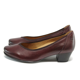 Винени ортопедични дамски обувки със среден ток, естествена кожа - всекидневни обувки за целогодишно ползване N 10009019