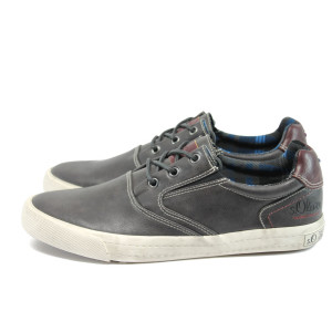 Сиви мъжки спортни обувки с мемори пяна, здрава еко-кожа - всекидневни обувки за есента и зимата N 10009022