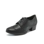 Черни дамски обувки със среден ток, еко-кожа с крокодилска шарка - всекидневни обувки за есента и зимата N 10009025