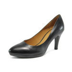 Черни дамски обувки с висок ток, естествена кожа - официални обувки за целогодишно ползване N 10009035