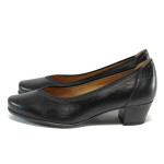 Черни ортопедични дамски обувки със среден ток, естествена кожа - всекидневни обувки за целогодишно ползване N 10009036
