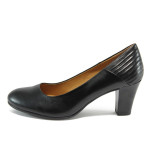 Черни дамски обувки с висок ток, естествена кожа - официални обувки за целогодишно ползване N 10009041