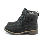 Черни юношески боти, здрава еко-кожа - всекидневни обувки за есента и зимата N 10009038