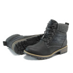 Черни юношески боти, здрава еко-кожа - всекидневни обувки за есента и зимата N 10009038