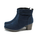 Тъмносини дамски боти, качествен еко-велур - всекидневни обувки за есента и зимата N 10009043