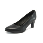 Черни дамски обувки с висок ток, естествена кожа - официални обувки за целогодишно ползване N 10009045