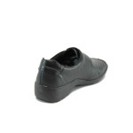 Черни ортопедични дамски обувки с равна подметка, естествена кожа - официални обувки за пролетта и есента N 10009046