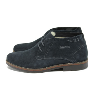 Сини мъжки боти, естествен велур - всекидневни обувки за есента и зимата N 10009048