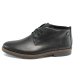Черни мъжки боти, естествена кожа - всекидневни обувки за есента и зимата N 10009061