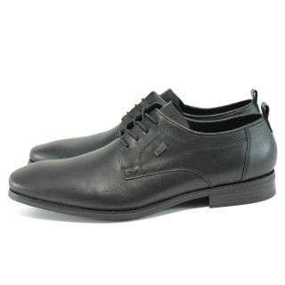 Черни официални мъжки обувки, естествена кожа - официални обувки за целогодишно ползване N 10009059