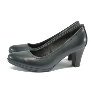 Сиви дамски обувки с висок ток, естествена кожа - официални обувки за целогодишно ползване N 10009062