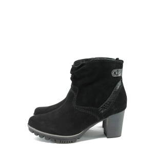 Черни дамски боти, естествен велур - всекидневни обувки за есента и зимата N 10009064