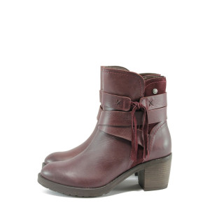 Винени дамски боти, естествена кожа - всекидневни обувки за есента и зимата N 10009065