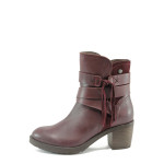 Винени дамски боти, естествена кожа - всекидневни обувки за есента и зимата N 10009065