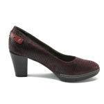 Винени анатомични дамски обувки с висок ток, естествена кожа - официални обувки за есента и зимата N 10009144