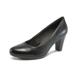 Черни дамски обувки с висок ток, естествена кожа - официални обувки за есента и зимата N 10009147