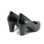 Черни дамски обувки с висок ток, естествена кожа - официални обувки за есента и зимата N 10009147
