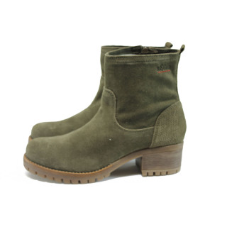 Зелени анатомични дамски боти с мемори пяна, естествен набук - всекидневни обувки за есента и зимата N 10009149