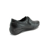 Черни дамски обувки с равна подметка, естествена кожа и еко-кожа - всекидневни обувки за есента и зимата N 10009151
