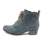 Сини дамски боти, здрава еко-кожа - всекидневни обувки за есента и зимата N 10009153