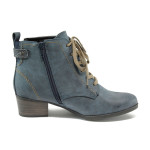 Сини дамски боти, здрава еко-кожа - всекидневни обувки за есента и зимата N 10009153