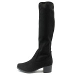 Черни дамски ботуши, качествен еко-велур - всекидневни обувки за есента и зимата N 10009169