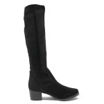 Черни дамски ботуши, качествен еко-велур - всекидневни обувки за есента и зимата N 10009169