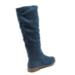 Сини дамски ботуши, качествен еко-велур - всекидневни обувки за есента и зимата N 10009170