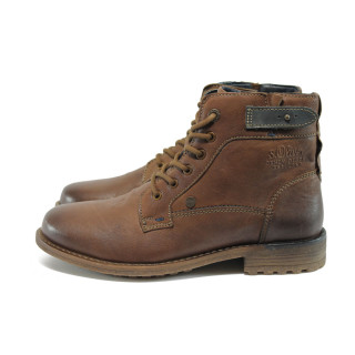 Кафяви мъжки боти, естествена кожа - всекидневни обувки за есента и зимата N 10009261
