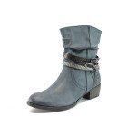 Сини дамски боти, здрава еко-кожа - всекидневни обувки за есента и зимата N 10009278