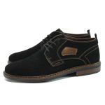 Черни мъжки обувки, естествен велур - всекидневни обувки за есента и зимата N 10009287