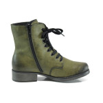 Зелени дамски боти, еко-кожа с крокодилска шарка - всекидневни обувки за есента и зимата N 10009306