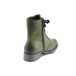 Зелени дамски боти, еко-кожа с крокодилска шарка - всекидневни обувки за есента и зимата N 10009306