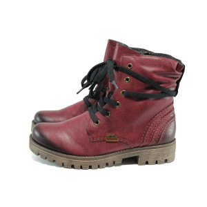 Винени дамски боти, здрава еко-кожа - всекидневни обувки за есента и зимата N 10009307